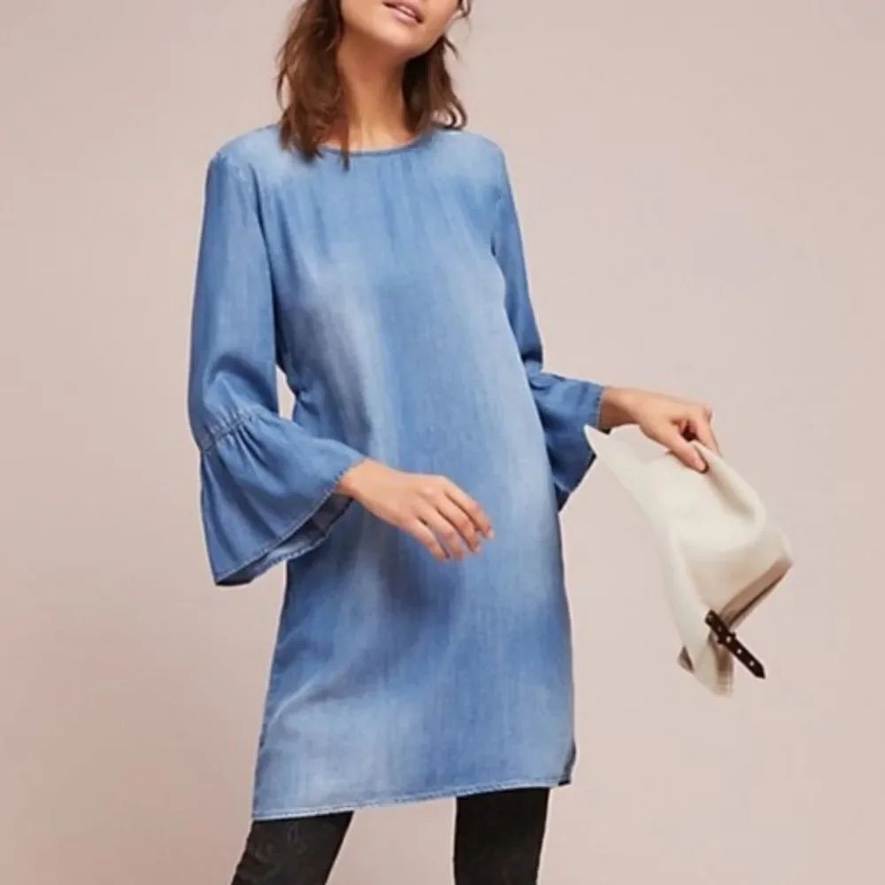 CLOTH & STONE Chambray Bell Sleeve Dress M